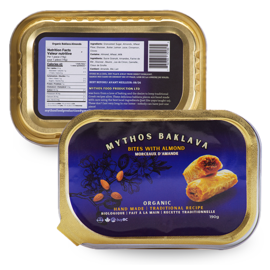 Organic Almond Baklava bites made in Canada, online sale