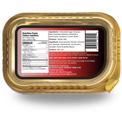 Baklava Gold container with a nutrition facts label on a white background