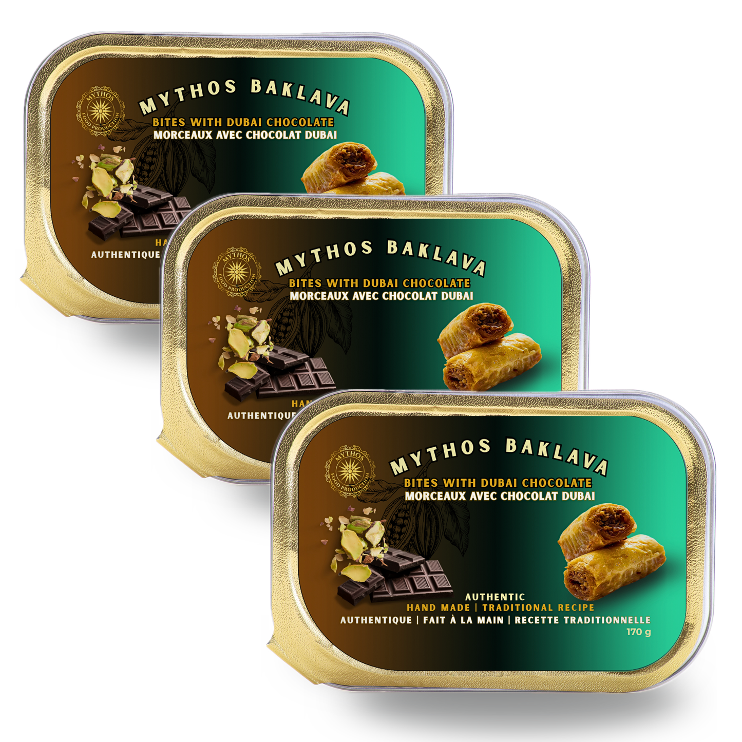 Authentic Dubai Chocolate Baklava - 3 pack