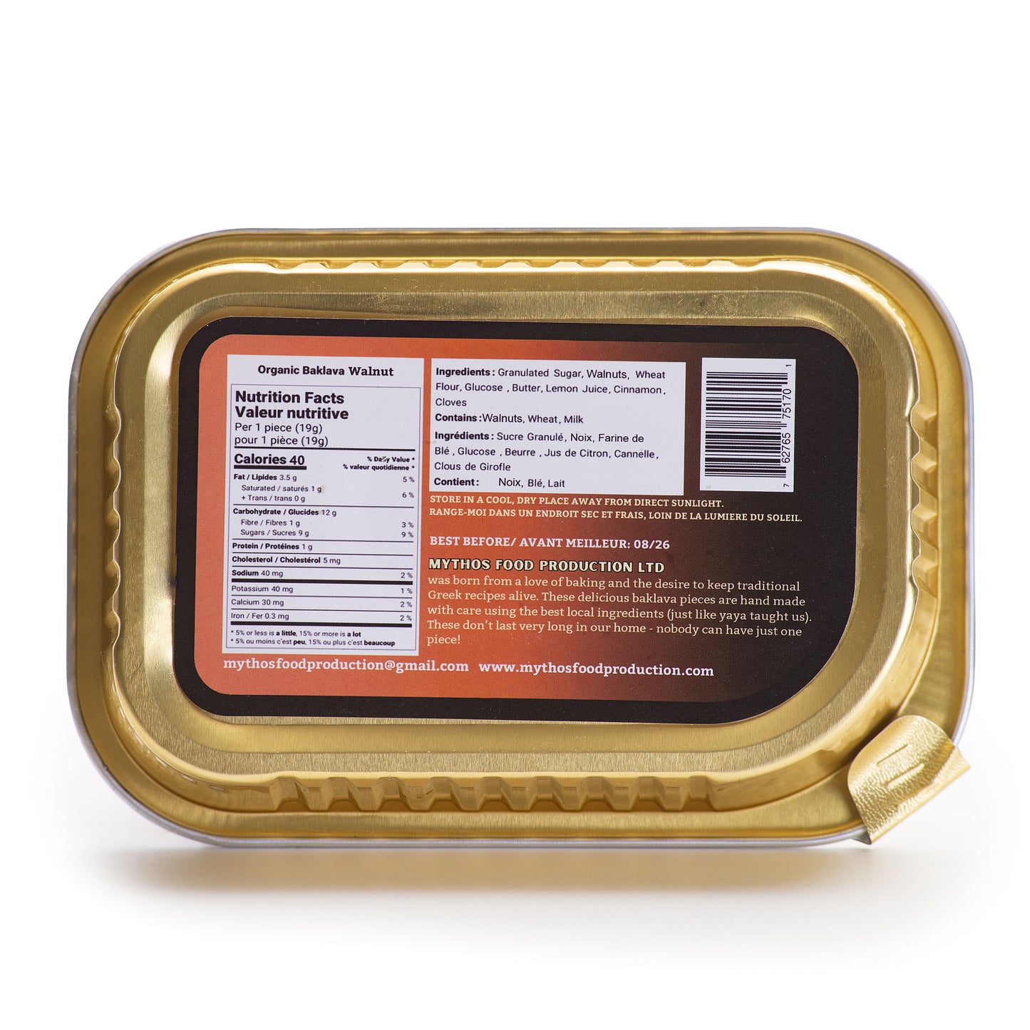 Packaged Organic Walnut Baklava