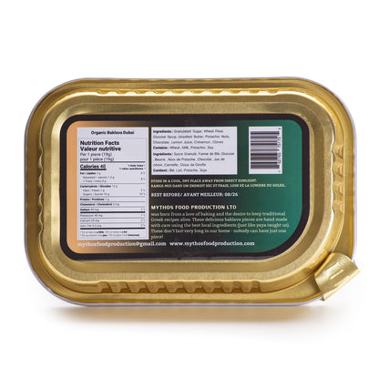 Mythos Dubai Organic Baklava packaging