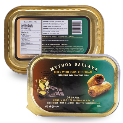 Mythos Organic Dubai Chocolate Baklava made in Canada, online sale