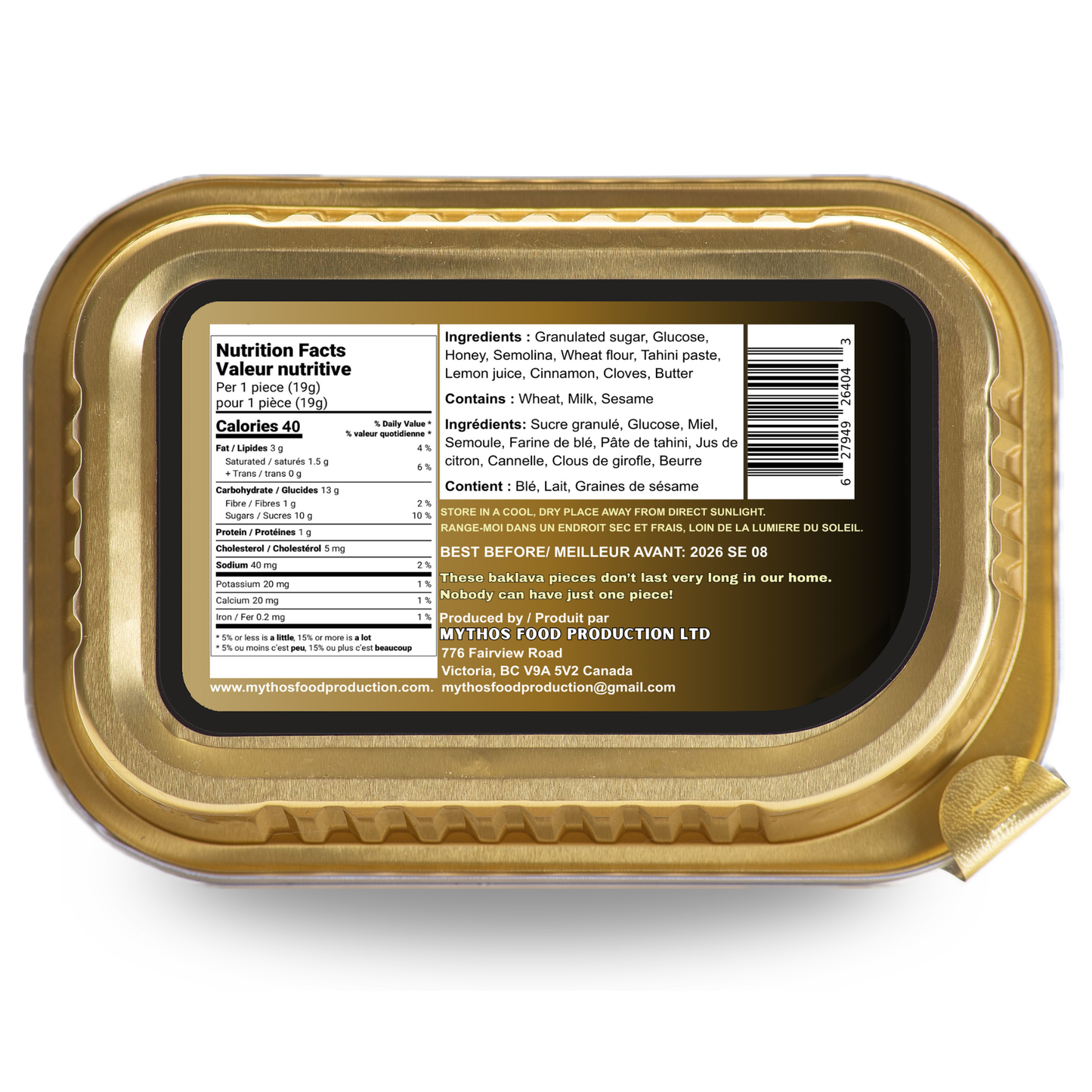Authentic Tahini & Honey Baklava - 6 pack