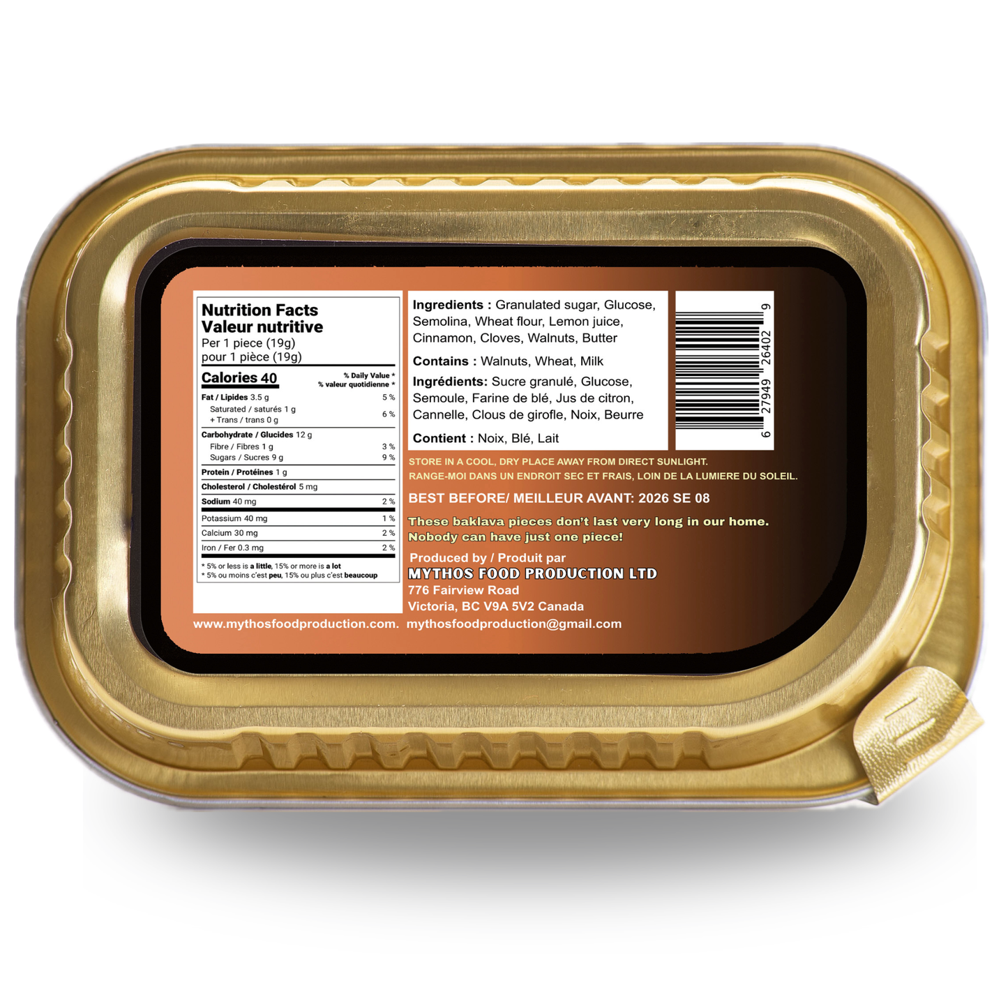 Authentic Walnut Baklava - 6 pack